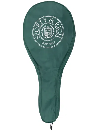 Sporty And Rich Connecticut Crest Tennis Bag In Green