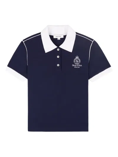 Sporty And Rich Contrast-trim Polo Shirt In Blue