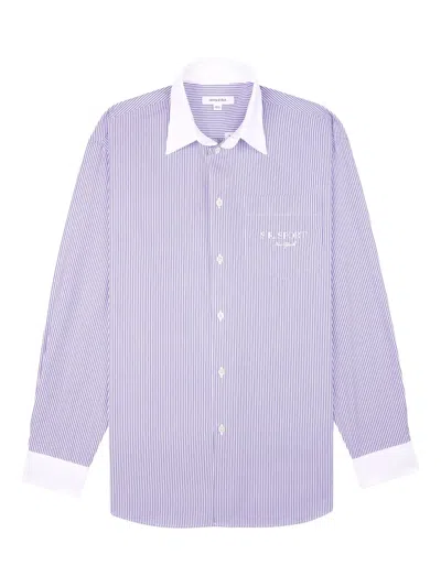 Sporty And Rich Contrasting Collar Shirt In Purple