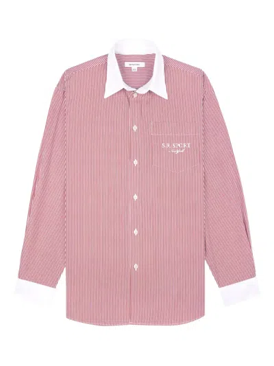 Sporty And Rich Contrasting Collar Shirt In Pink