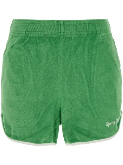 Sporty And Rich Contrasting-trim Shorts In Green