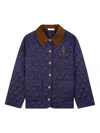 Sporty And Rich Corduroy-collar Quilted Jacket In Navy