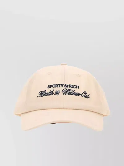 Sporty And Rich Cotton Baseball Cap Curved Peak In Neutral