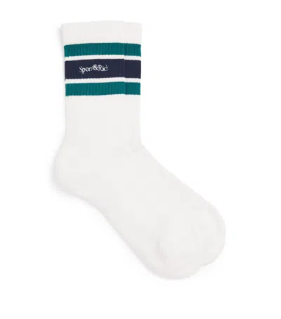 Sporty And Rich Cotton-blend Striped Srhwc Socks In White