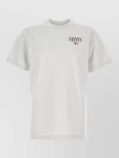 Sporty And Rich Cotton Crew Neck Printed T Shirt In White