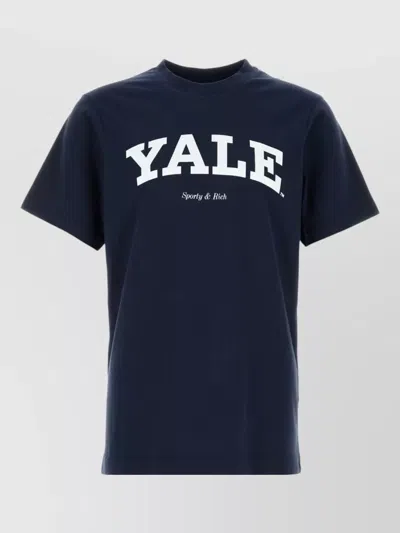 Sporty And Rich Cotton Crew Neck Short Sleeve T Shirt In Blue