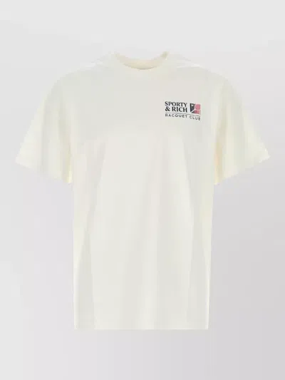 Sporty And Rich Cotton Crew Neck Short Sleeve T Shirt In Neutral