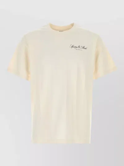 Sporty And Rich Cotton Crew Neck Short Sleeve T-shirt In Neutral