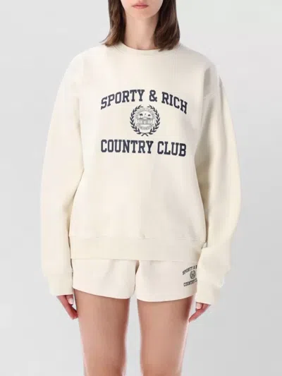 Sporty And Rich Cotton Crewneck Sweatshirt Retro Club Style In White