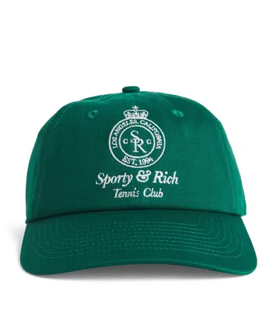 Sporty And Rich Cotton Embroidered Baseball Cap In Gray