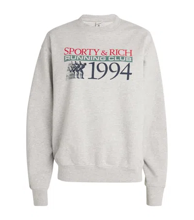 Sporty And Rich Cotton Finish Line Sweatshirt In Heather Gray