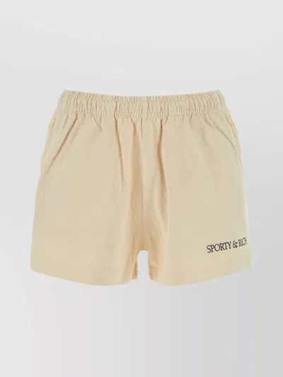 Sporty And Rich Cotton H&w Club Disco Shorts In Neutral