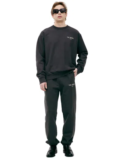 Sporty And Rich Cotton Logo Sweatshirt In Black