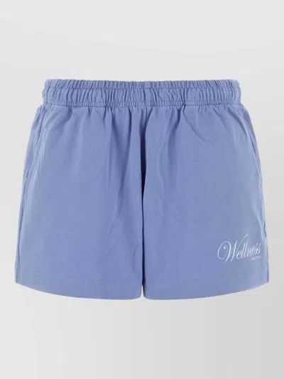 Sporty And Rich Cotton Lounge Shorts Front Pocket Design In Blue