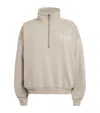 Sporty And Rich Cotton Ny 94 Quarter-zip Sweatshirt In Neutral