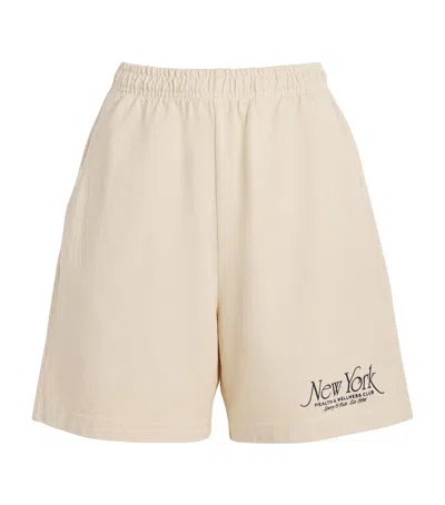 Sporty And Rich Cotton Ny 94 Sweatshorts In Ivory