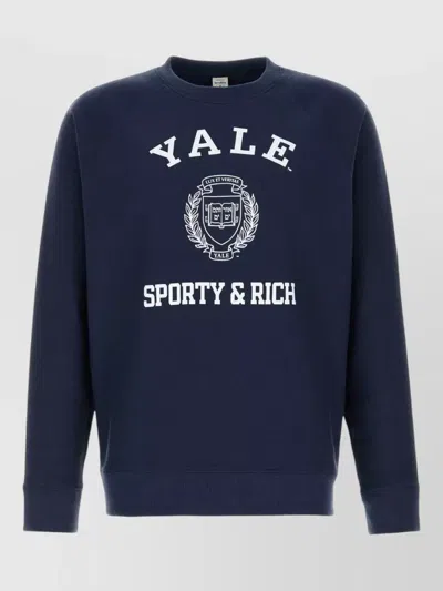 Sporty And Rich Cotton Polyester Sweatshirt Crew Neck In Blue