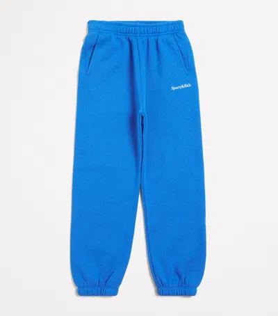 Sporty And Rich Kids' Cotton Serif Logo Sweatpants In Paris Blue