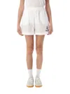 Sporty And Rich Crest Elastic Waistband Shorts Side Pockets In White