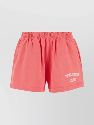 Sporty And Rich Cotton Shorts With Elastic Waistband And Back Pocket In Pink