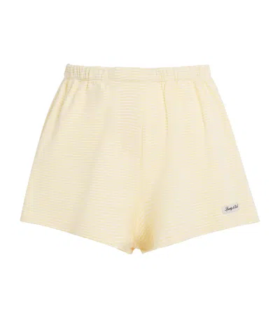 Sporty And Rich Sporty & Rich Cotton Signature Stripe Shorts In Yellow