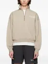 Sporty And Rich Cotton Ny 94 Quarter-zip Sweatshirt In Neutral