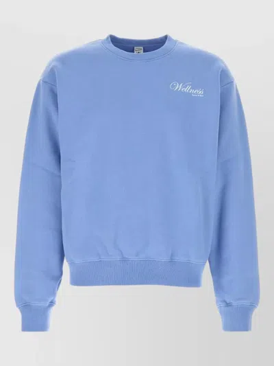 Sporty And Rich Cotton Sweatshirt Crew Neck Long Sleeves In Blue