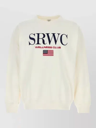 Sporty And Rich Cotton Sweatshirt Crew Neck Long Sleeves Print In White