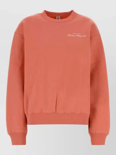 Sporty And Rich Cotton Sweatshirt Crew Neck Relaxed Fit In Pink