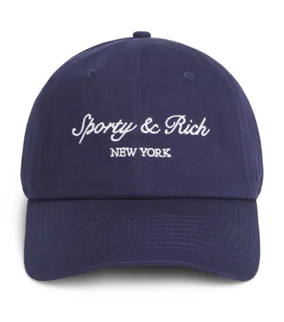 Sporty And Rich Sporty & Rich Cotton Syracuse Baseball Cap In Black