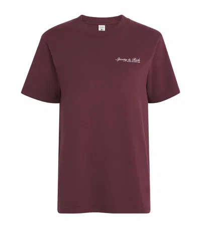 Sporty And Rich Syracuse Logo-print Cotton-jersey T-shirt In Burgundy