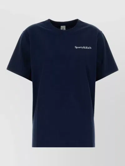 Sporty And Rich Cotton T Shirt Short Sleeves Crew Neck In Blue