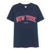 Sporty And Rich Womens Dark Navy New-york Ivy Round-neck Cotton-jersey T-shirt Xs