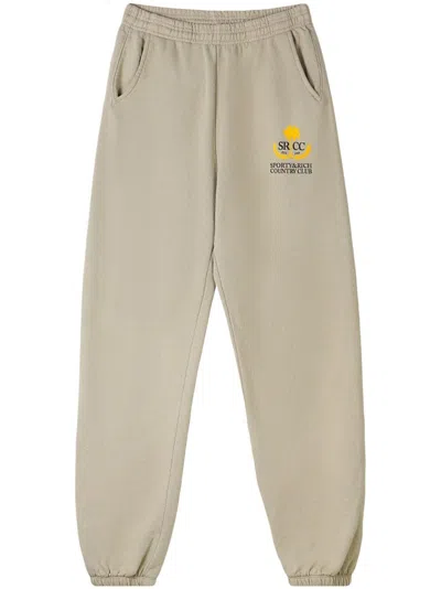Sporty And Rich Country Club Cotton Track Pants In Grey