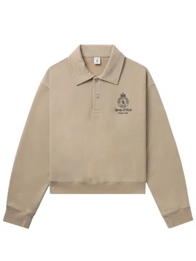 Sporty And Rich Country Club Crown-embroidered Polo Shirt In Neutrals