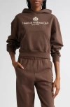 Sporty And Rich Womens Chocolate Brand-print Kangaroo-pocket Cotton-jersey Hoody In Chocolate