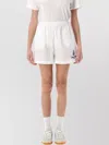Sporty And Rich Crest Elastic Waistband Shorts Side Pockets
