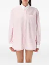 Sporty And Rich Sporty & Rich Striped H&w Crest Oversized Oxford Shirt In Pink