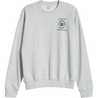 Sporty And Rich Sporty & Rich Crest Seal 100th Anniversary Graphic Sweatshirt In Heather Gray