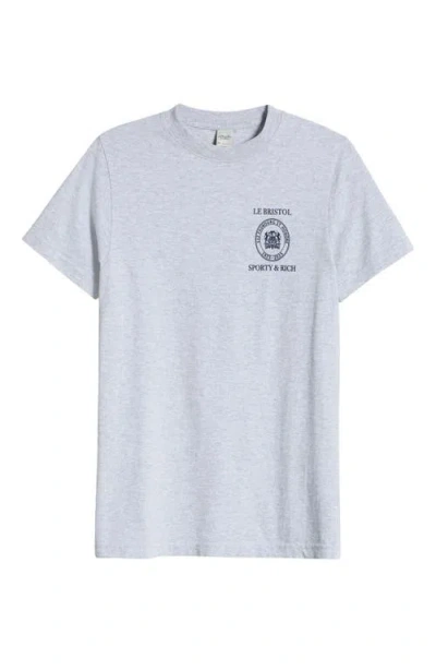 Sporty And Rich Sporty & Rich Crest Seal 100th Anniversary Graphic T-shirt In Heather Gray
