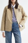 Sporty And Rich Sporty & Rich Crest Seal 100th Quilted Jacket In Beige