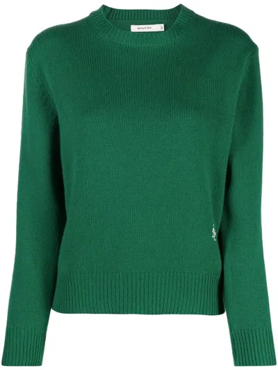 Sporty And Rich Sporty & Rich Logo Embroidered Crewneck Jumper In Green