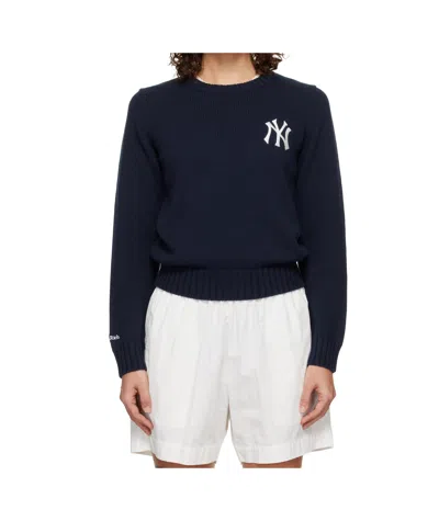 Sporty And Rich Crew Neck Knit Sweater In Blue