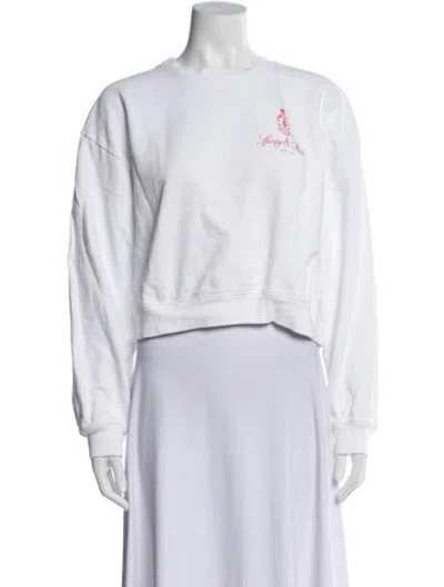 Pre-owned Sporty And Rich Crew Neck Long Sleeve Crop Top In White
