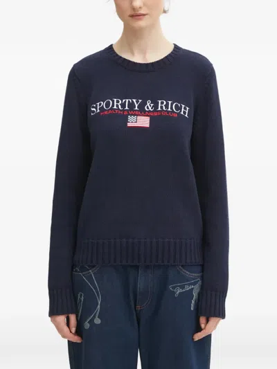 Sporty And Rich Crew-neck Long-sleeve Sweater In Black