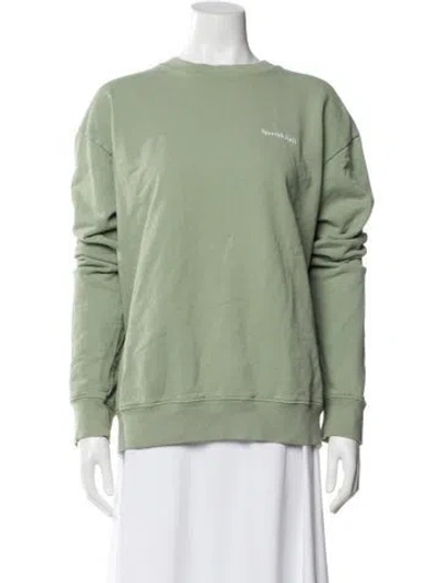 Pre-owned Sporty And Rich Crew Neck Long Sleeve Sweatshirt In Green