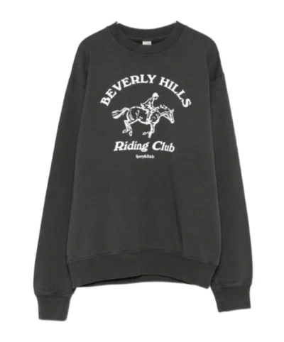 Sporty And Rich Crew Neck Long-sleeved Sweatshirt In Black