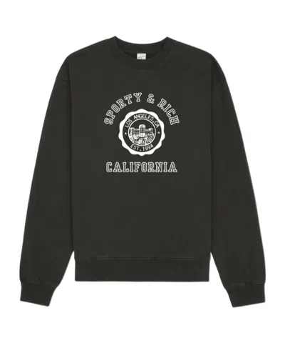Sporty And Rich Crew Neck Long-sleeved Sweatshirt In Black