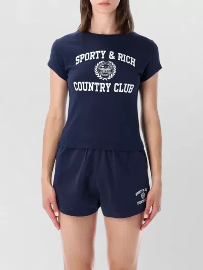 Sporty And Rich Crew Neck Slim Fit Short Sleeve T-shirt In Blue