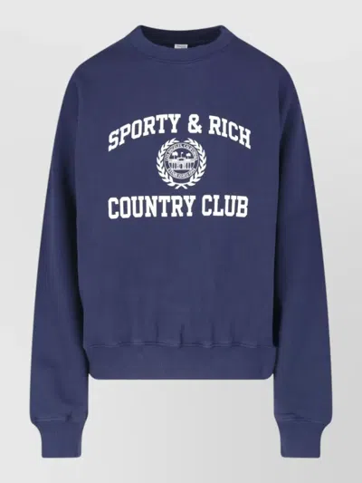 Sporty And Rich Crew Neck Sweatshirt Long Sleeve Design In Blue